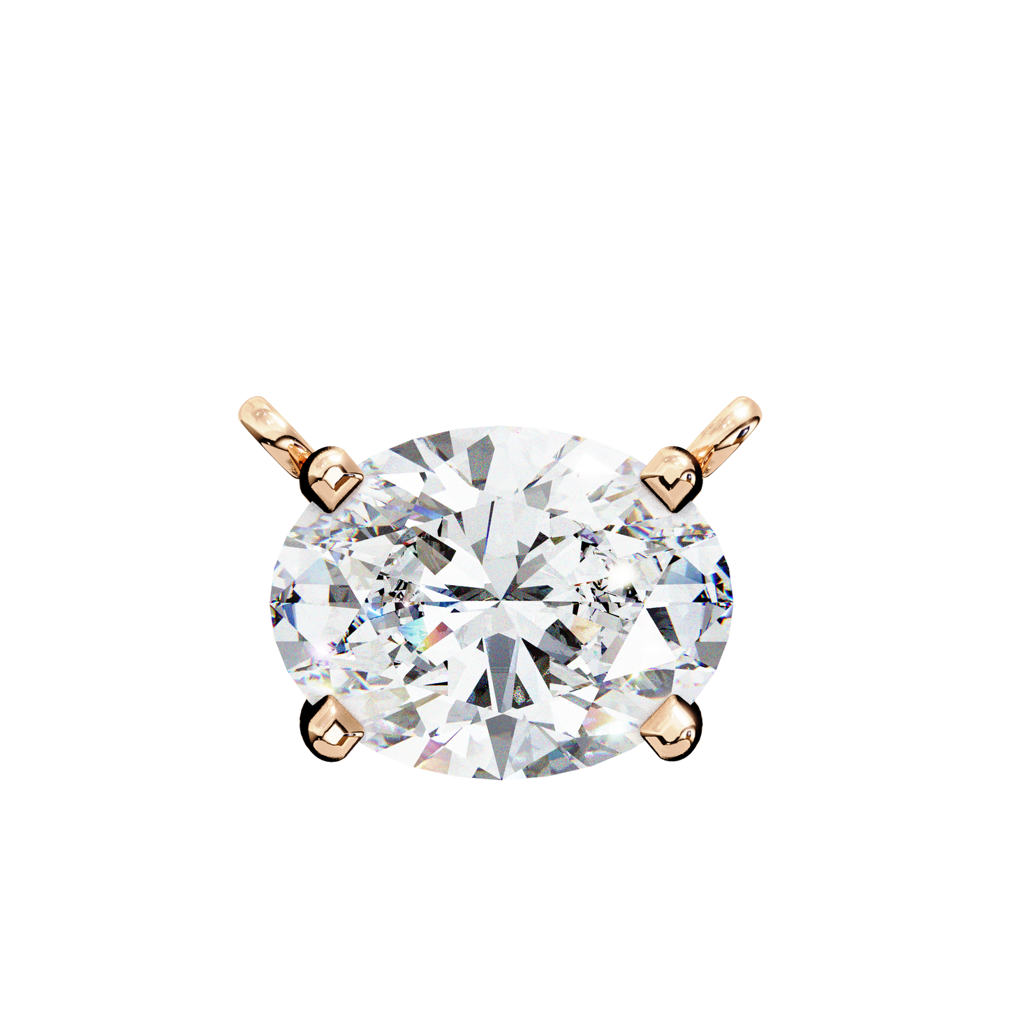 oval cut diamond solitaire pendant necklace – classic 4-prong setting
