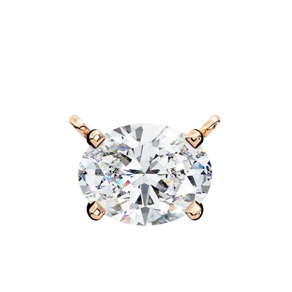 Oval Cut Diamond Solitaire Pendant Necklace – Classic 4-Prong Setting
