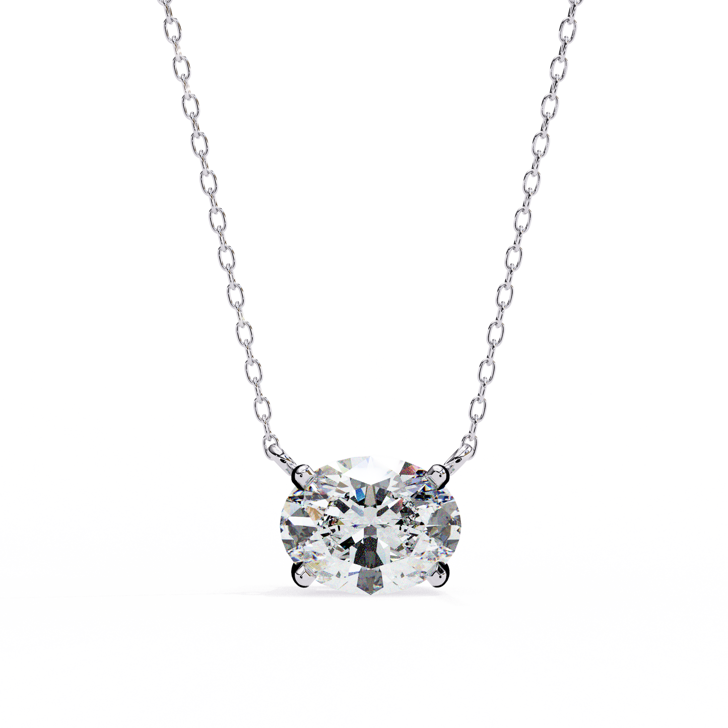 oval cut diamond solitaire pendant necklace – classic 4-prong setting