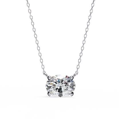 Oval Cut Diamond Solitaire Pendant Necklace – Classic 4-Prong Setting