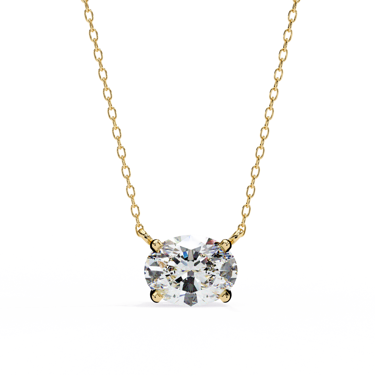oval cut diamond solitaire pendant necklace – classic 4-prong setting