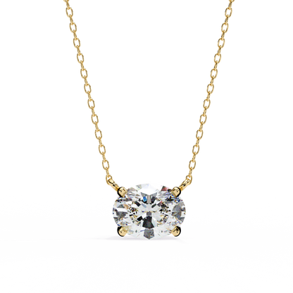 Oval Cut Diamond Solitaire Pendant Necklace – Classic 4-Prong Setting