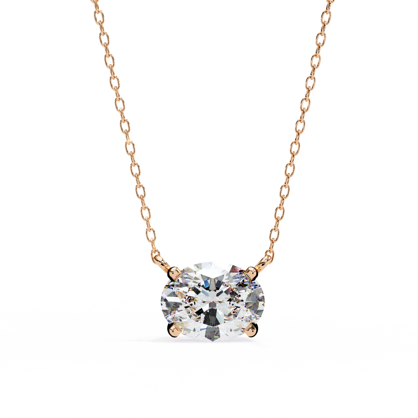 oval cut diamond solitaire pendant necklace – classic 4-prong setting