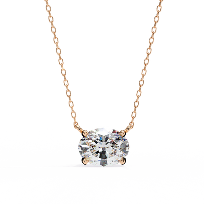 Oval Cut Diamond Solitaire Pendant Necklace – Classic 4-Prong Setting