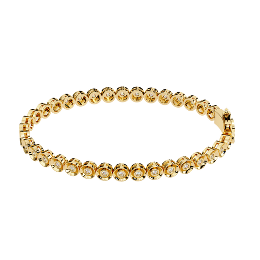 Elegant Tennis Bracelet With Round Diamonds In Bezel Settings