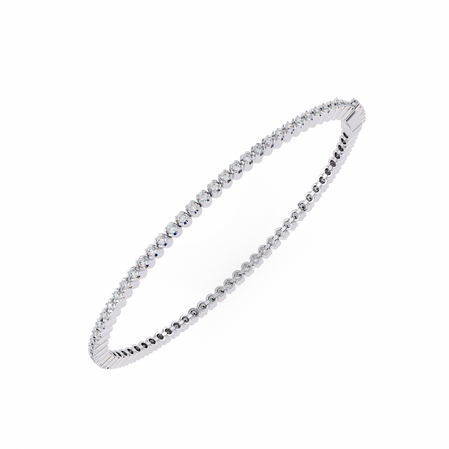 elegant diamond tennis bracelet with round-cut stones, perfect for special occasions.