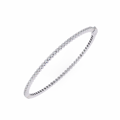 Elegant diamond tennis bracelet with round-cut stones, perfect for special occasions.