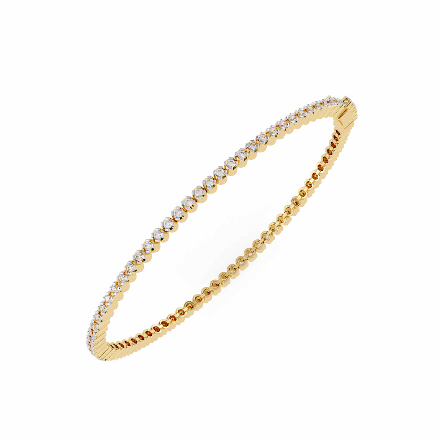 elegant diamond tennis bracelet with round-cut stones, perfect for special occasions.