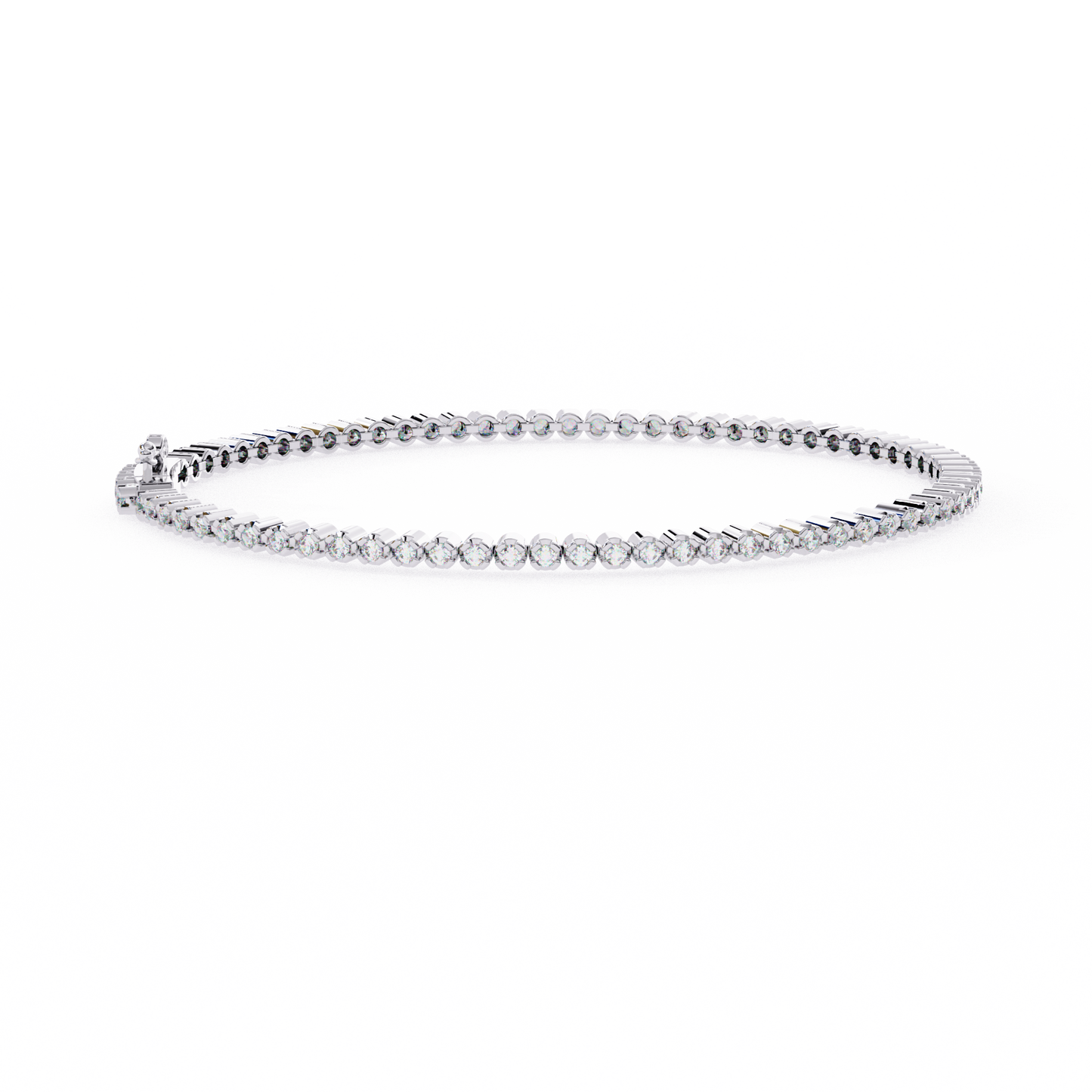 elegant diamond tennis bracelet with round-cut stones, perfect for special occasions.