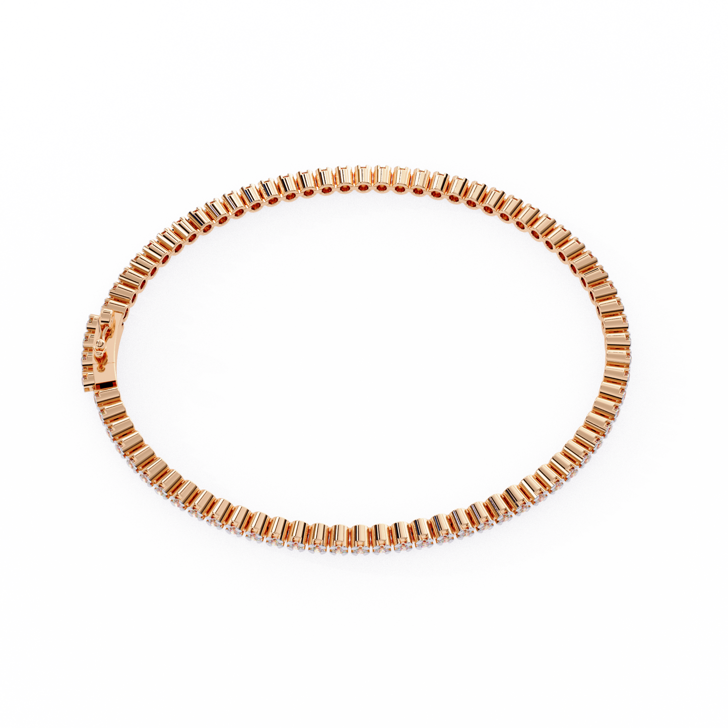 elegant diamond tennis bracelet with round-cut stones, perfect for special occasions.