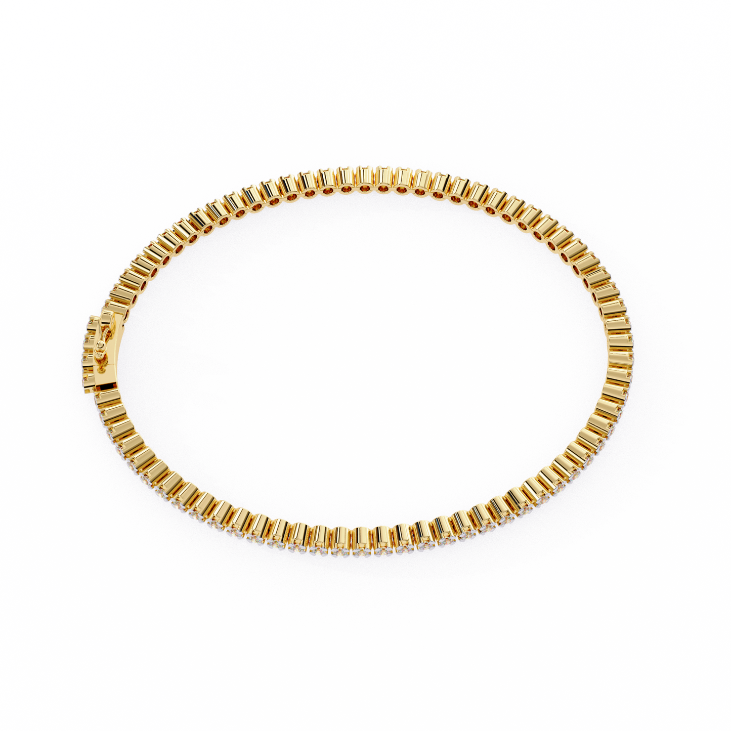 elegant diamond tennis bracelet with round-cut stones, perfect for special occasions.