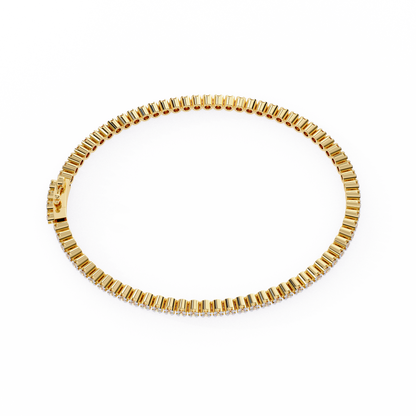 Elegant diamond tennis bracelet with round-cut stones, perfect for special occasions.