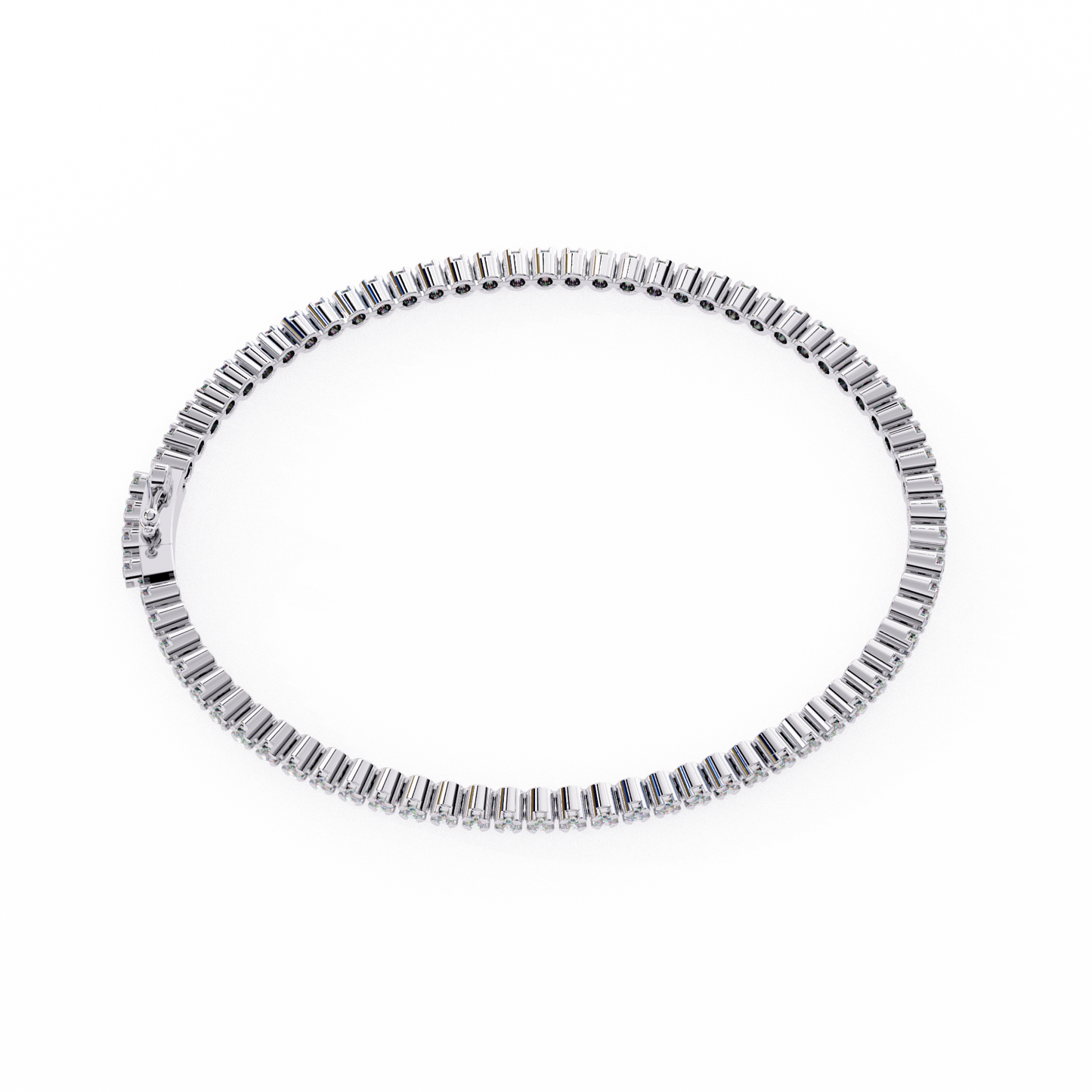 elegant diamond tennis bracelet with round-cut stones, perfect for special occasions.