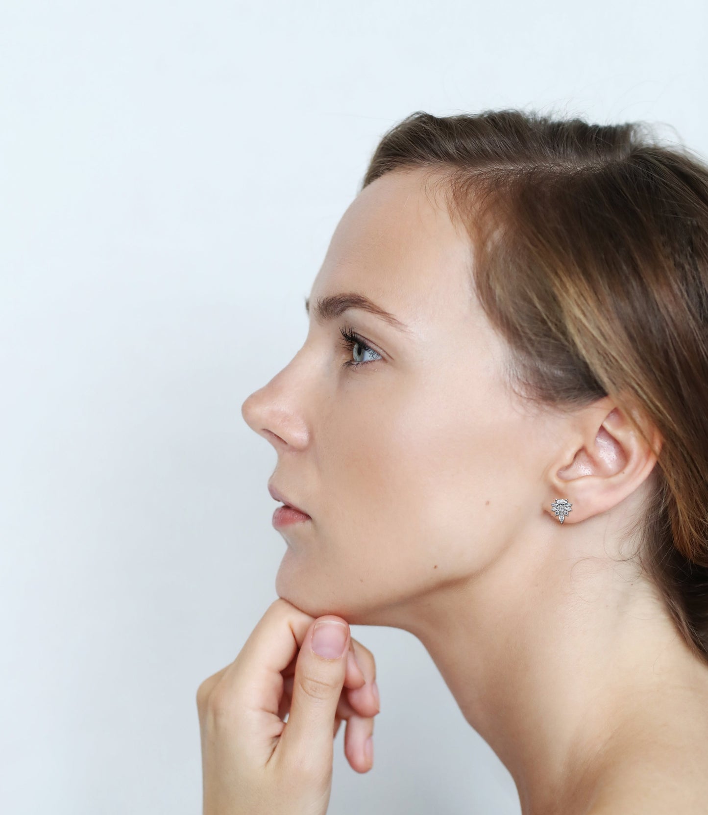 floral diamond cluster earrings with marquise drop